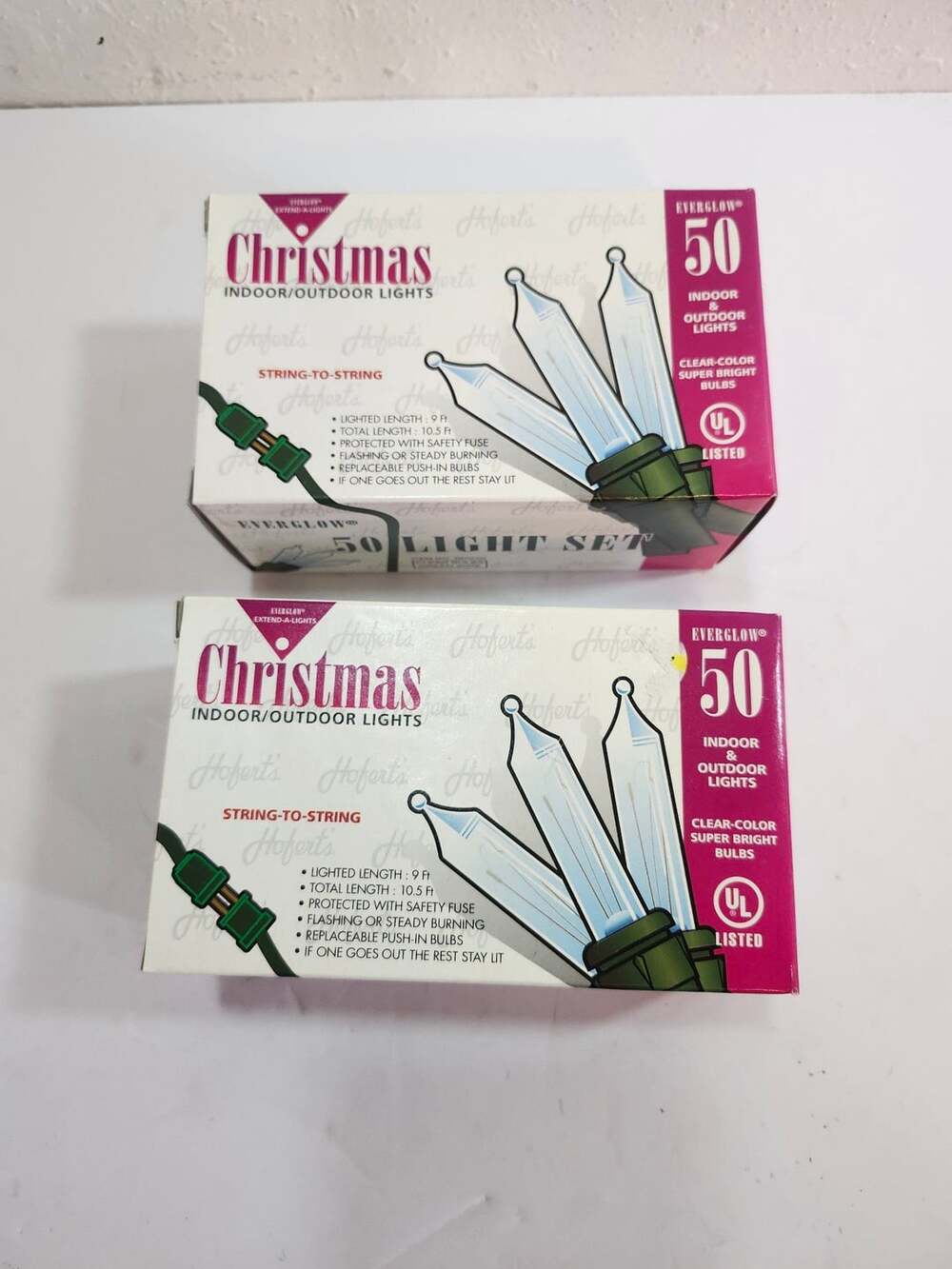 Everglow Christmas Indoor/Outdoor Lights 50 Light Set Green Wire 2-Pack